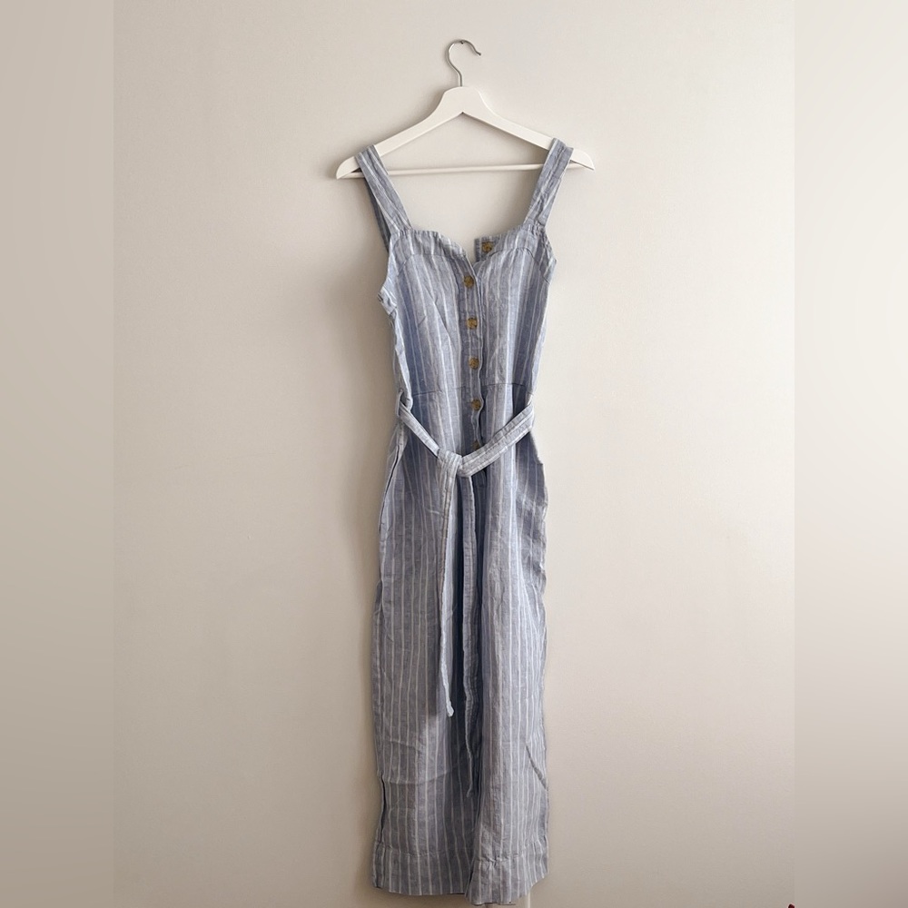 Everlane Light Blue Striped Jumpsuit